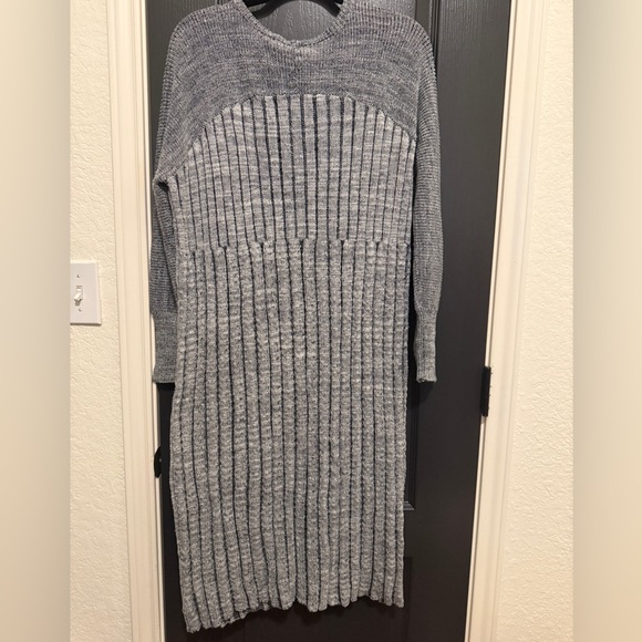 Free People Shadow Stripe Knit Duster Cardigan | Grey | Medium - Picture 4 of 6